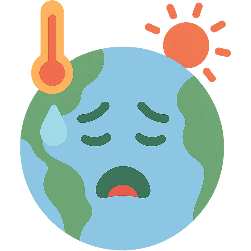 globe sweating with high temperature, looking distressed emoji