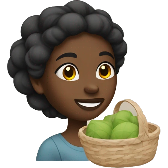 black girl with cotton basket  emoji