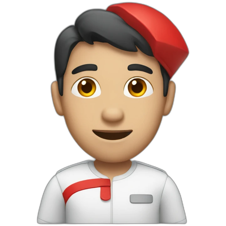delivery man in black and red clothes emoji