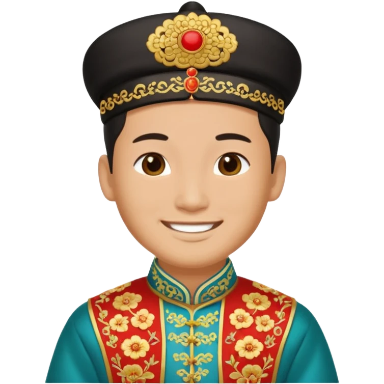 Chinese groom, traditional, culture of chinese, smiley on face. emoji