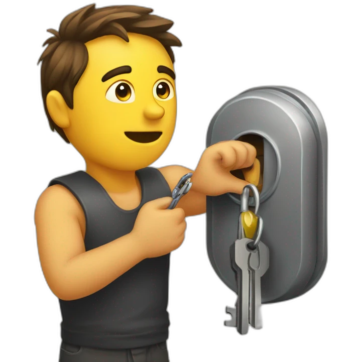 MEN STRUGGLING TO FIT A KEY IN A LOCK emoji