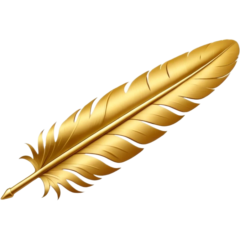 3D perspective writing premium golden ink feather emoji