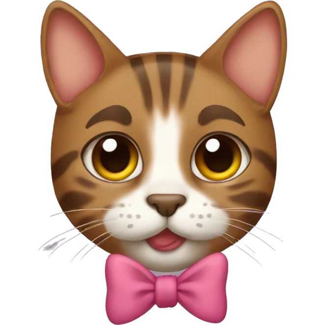 Brown tabby cat with bow emoji