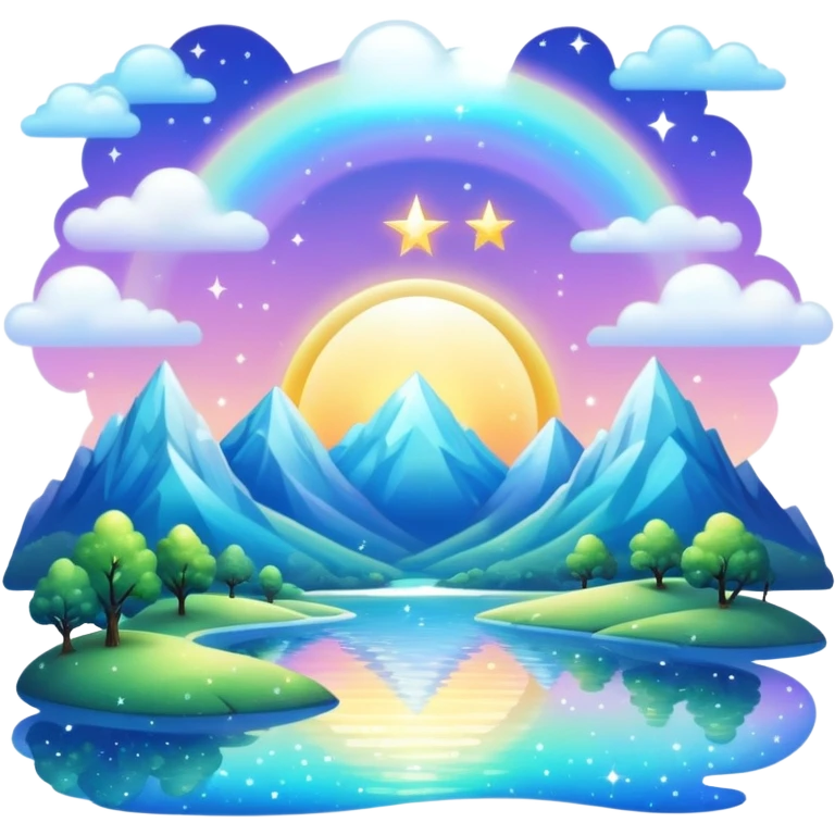 Iridescent divine celestial glistening glossy sparkly shiny glittery scenery  emoji