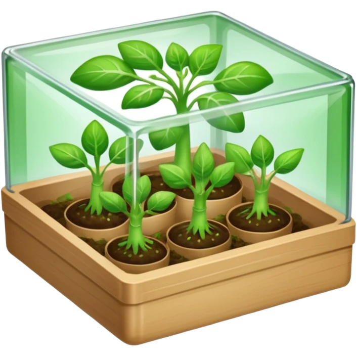 aromatic sprouts in a transparent box with a thin flat base emoji