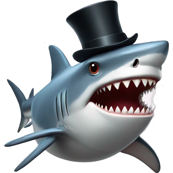 Shark with a top hat emoji