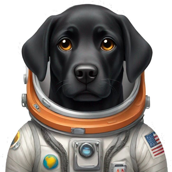 black labrador in Mars spacesuit emoji