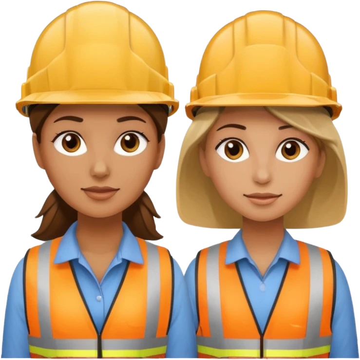 me haces una mujer y un hombre vestidos como constructores de obra emoji