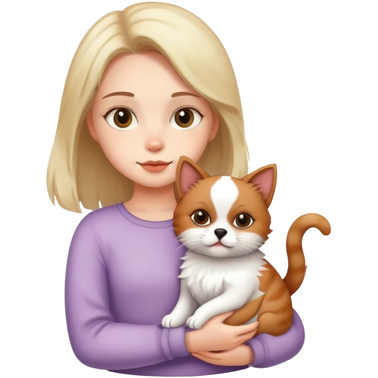 Girl holding a cat and a dog emoji