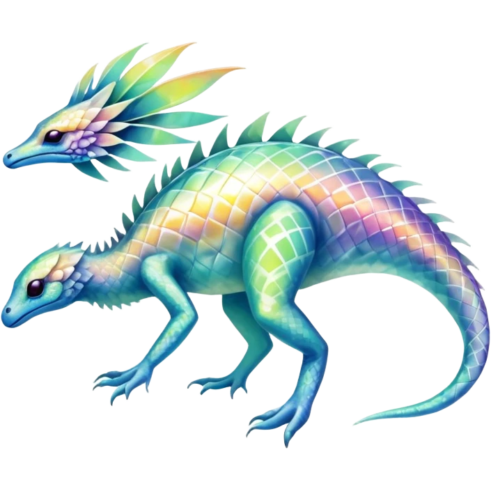 a translucent iridescent ethereal tropical edgy vernid-fionbri-creature with splash patterns full body emoji