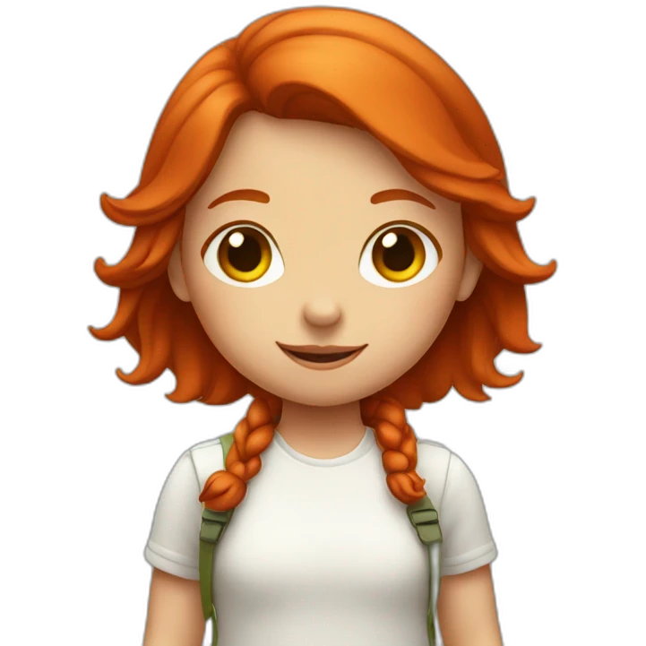 Little red head girl doing peace sign emoji