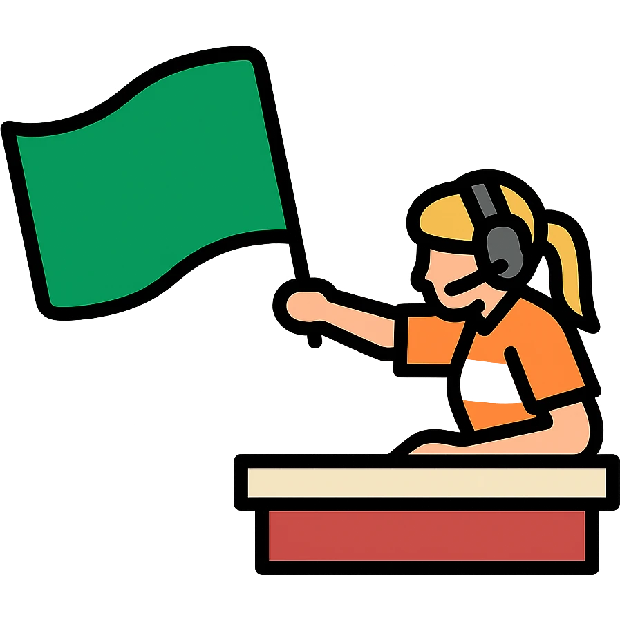 Create a simple and colorful green racing flag emoji with a transparent background, inspired by the provided image. No text. emoji