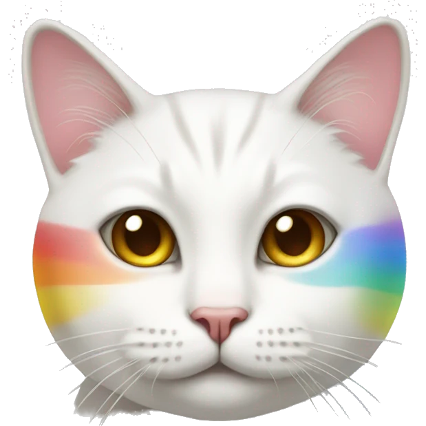 white cat with rainbow stripes emoji