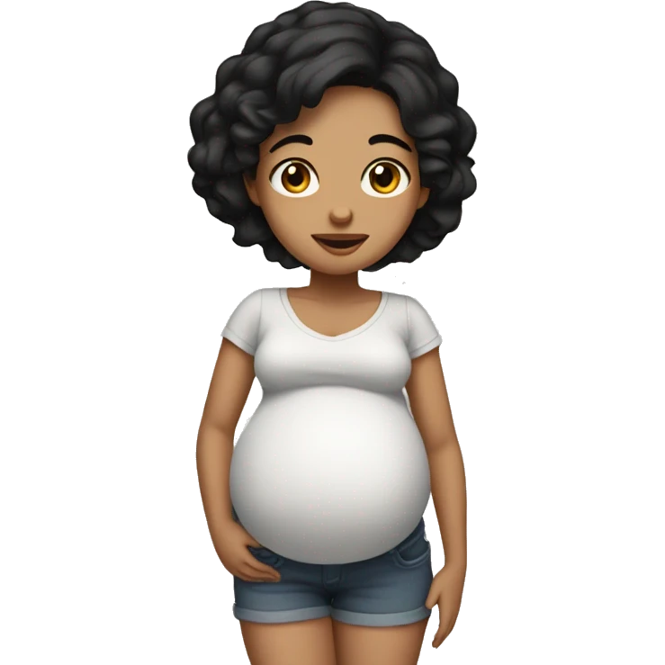pregnant woman long black hair brown eyes fair skin  emoji