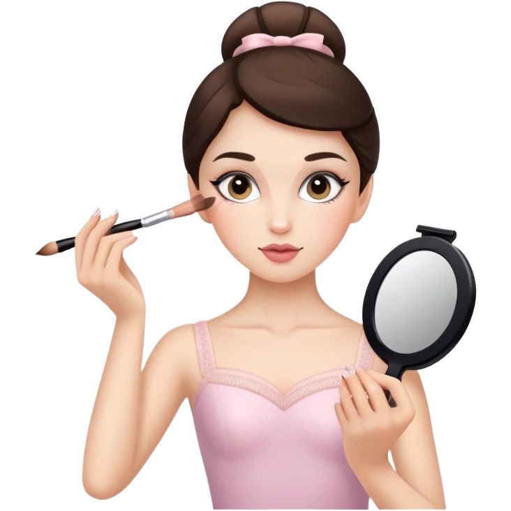 brunette ballerina doing her makeup emoji