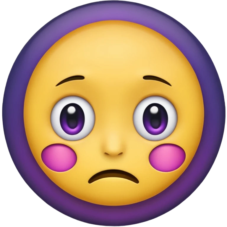 classic round yellow emoji face, iOS/Apple-style, cartoon/anime-inspired expression of emotional despair, upper half shaded with dark bluish or purple gradient, large round eyes or small blank eyes, subtle frown or straight mouth, cute and emoji-like, not realistic emoji
