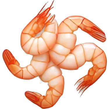 Realistic plate of peeled boiled shrimp laying flat. emoji
