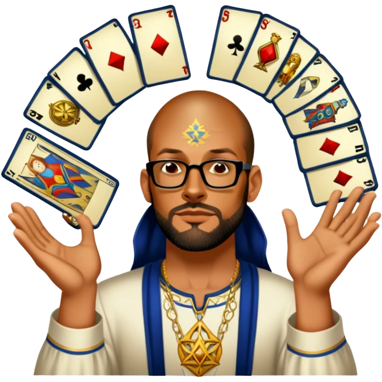 Man With floating tarot cards emoji