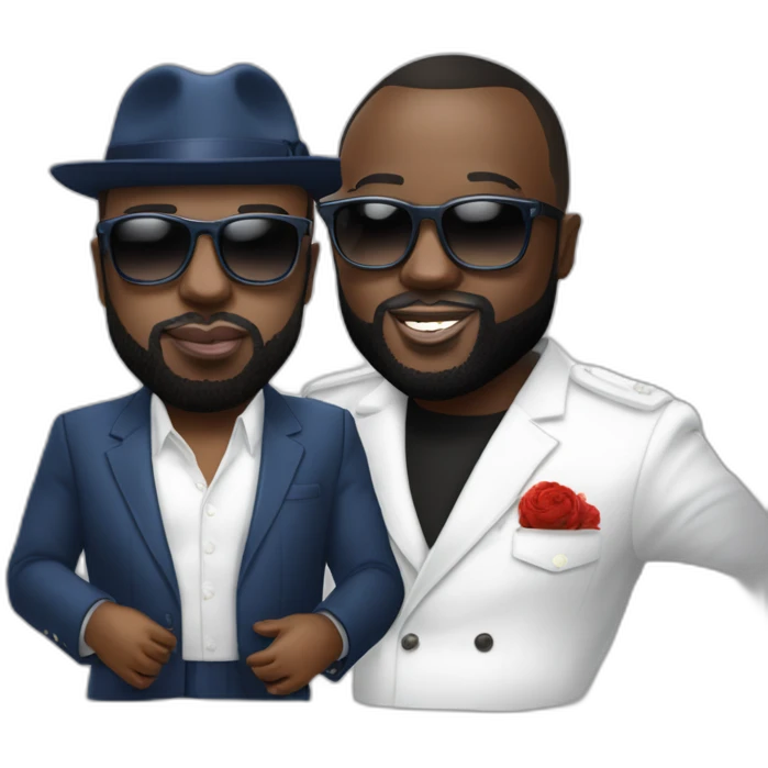 Maître Gims quifait un câlin a jean marie le pen emoji