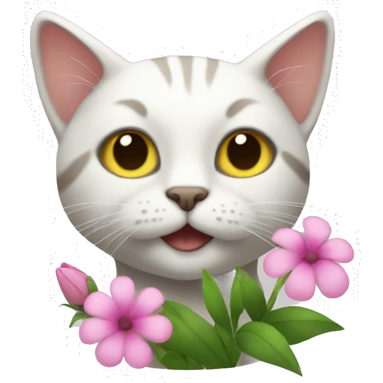 cat wearing flower emoji
