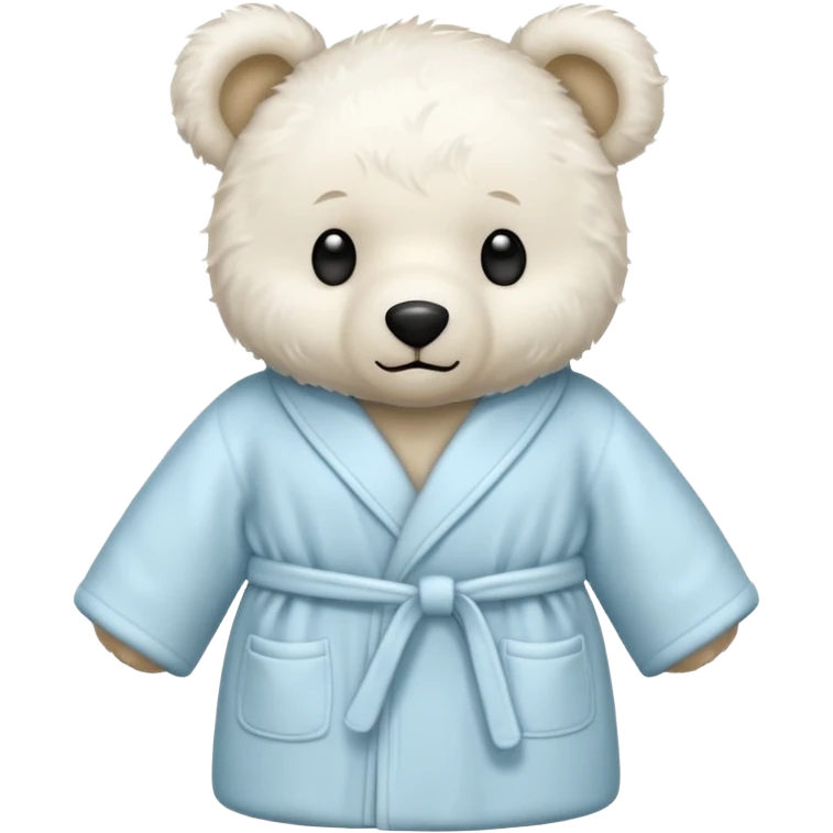 white teddy bear sitting bathrobe emoji