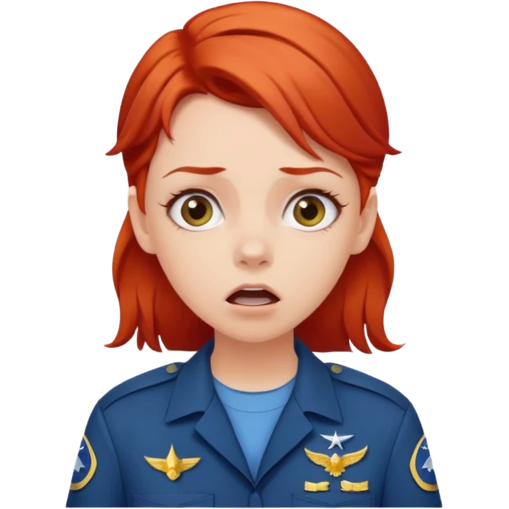 shocked face on white girl red hair Air force emoji