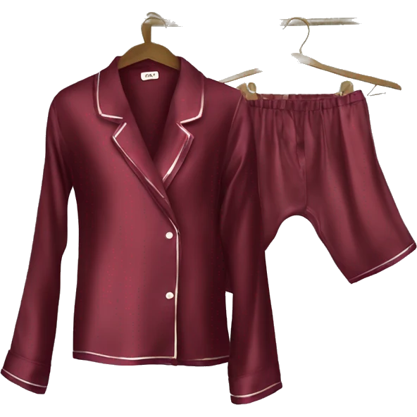 Luxury silk dark red pyjama on hanger emoji