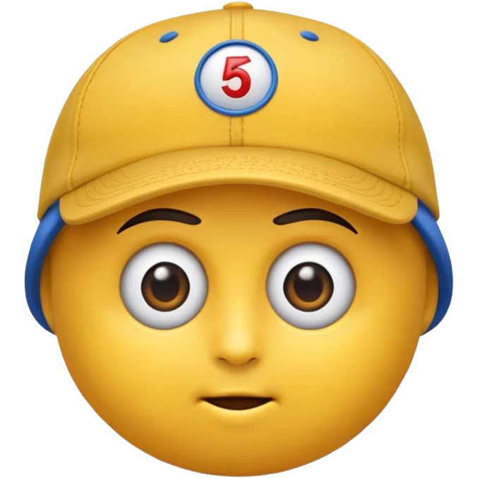 Emoji cara rendonda amarilla con ojos cansado y una gorra de lado emoji