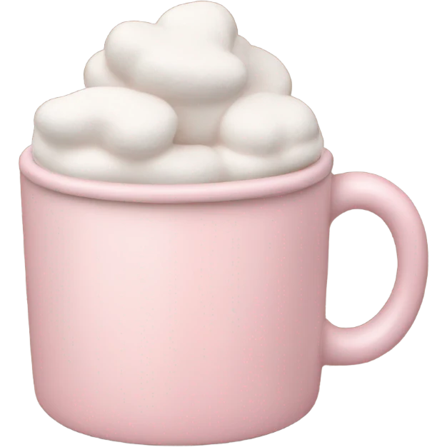 Light Pink mug of hot chocolate with marshmallows  emoji