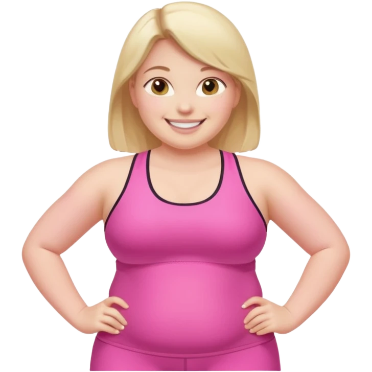 a pretty bratz fair girl in pink workout clothes (fat) emoji