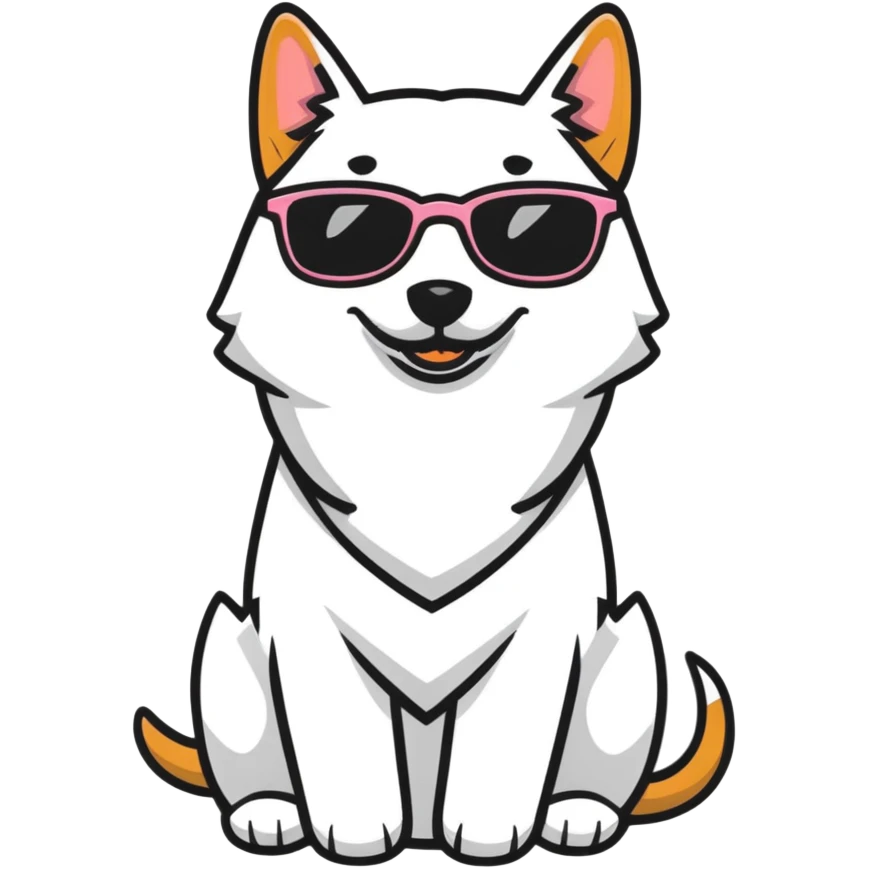 dog wearing glasses with a sweet smile emoji