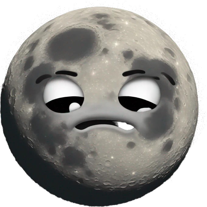 A ugly moon with a bow emoji