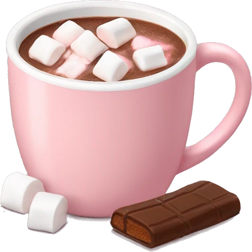 Light Pink mug of hot chocolate with marshmallows  emoji