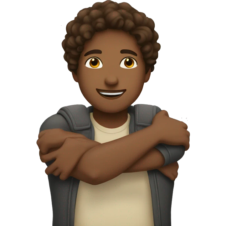 Hug brown girl brown hair man emoji