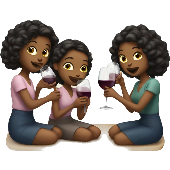 three Girls drinking wine emoji