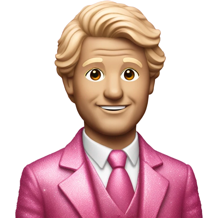 Pink ombre statue of Ted Rosevelt with glitter and trees emoji