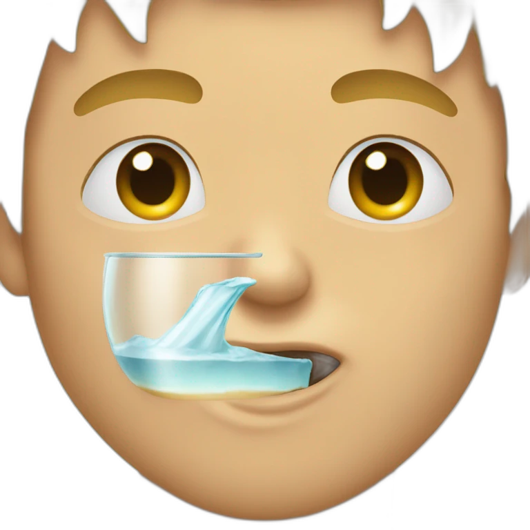 I want someone putting a glass fully in his mouth with the lips around the glass emoji