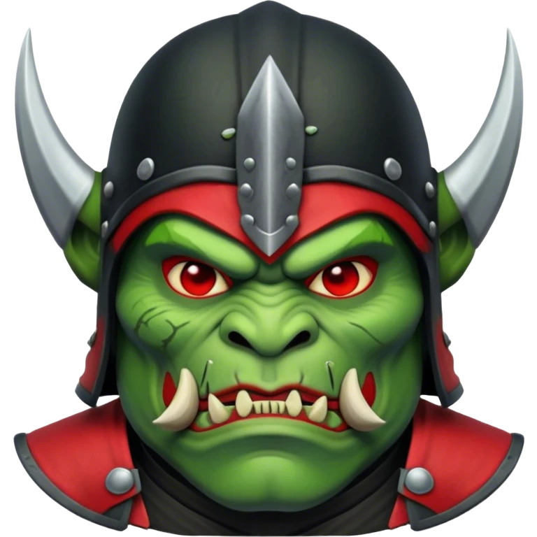 head of green orc in a black ad red samurai helmet emoji