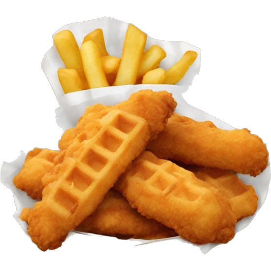 Fried chicken nuggets and waffle french fries emoji
