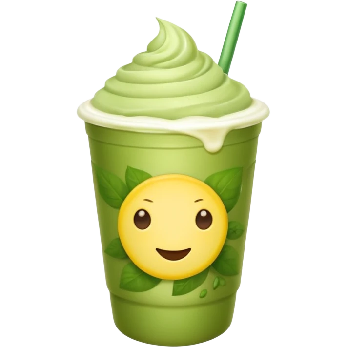 Iced matcha latte in a yellow cup emoji