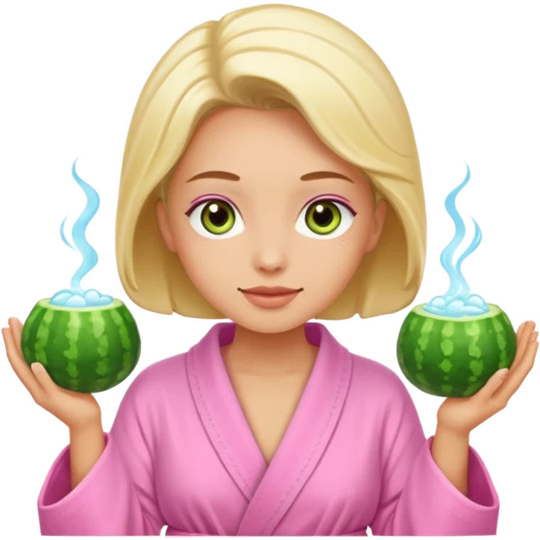 🧖‍♀️this with cucumber eyeys at a spa and a pink robe emoji