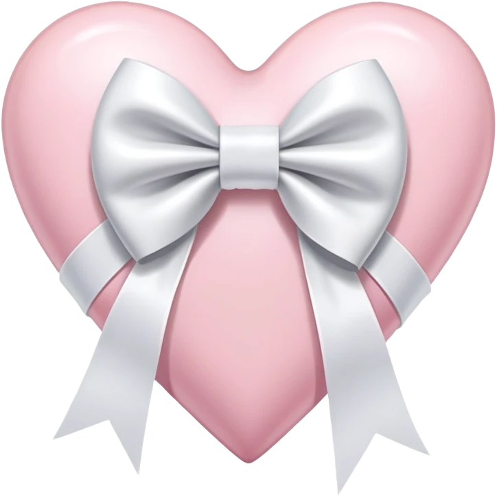 Light pink heart with white ribbon bow emoji
