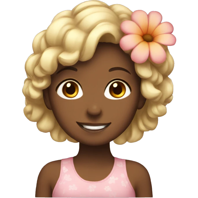 girl with flower in hair smiling emoji