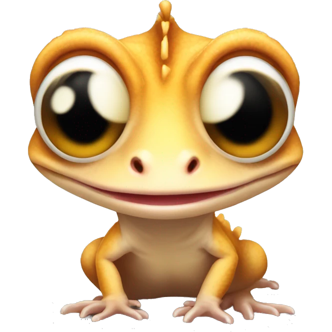Create an adorable crested gecko emoji with big eyes and a cute, happy expression, maintaining emoji
