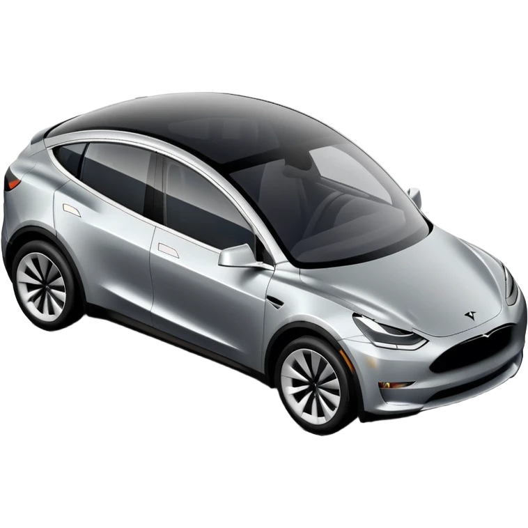 A Tesla Model Y parallel parking at a curb, from above emoji