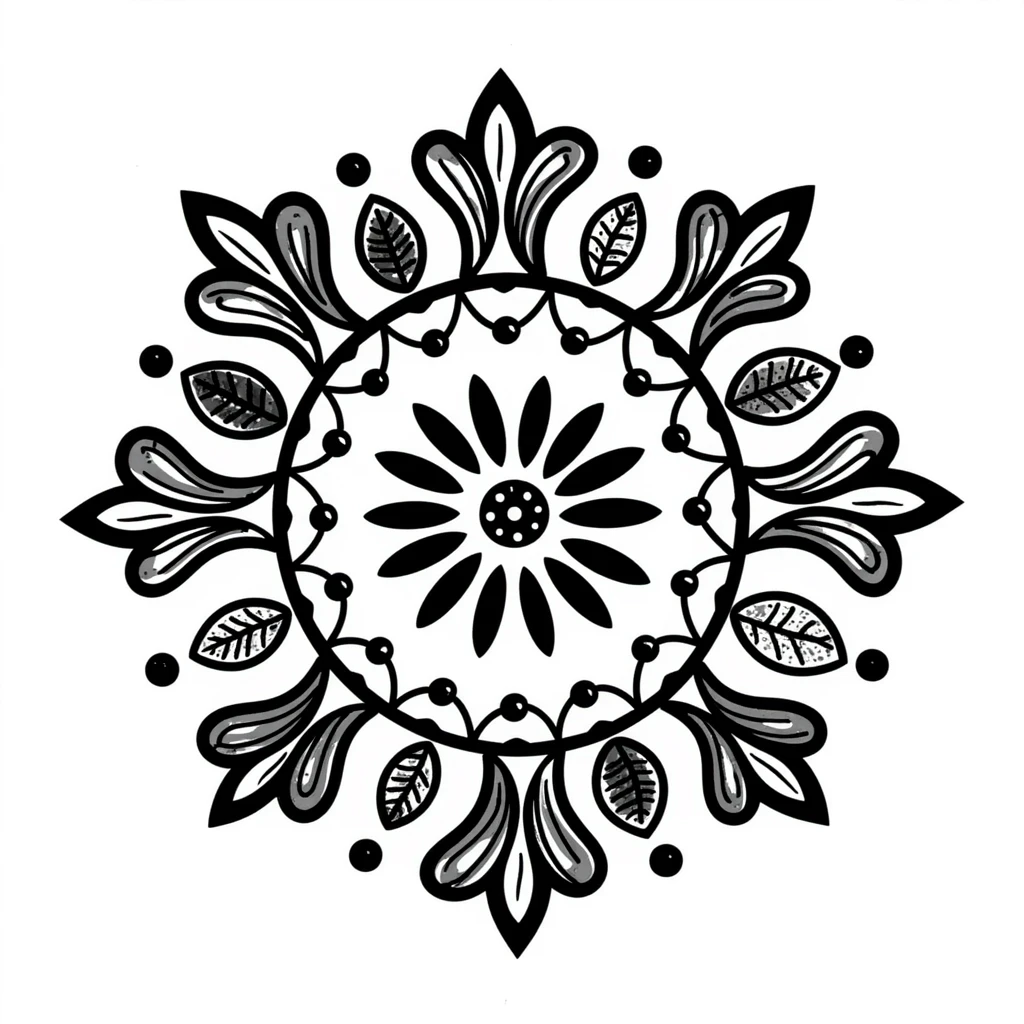 mandala with floral and bead detailing emoji