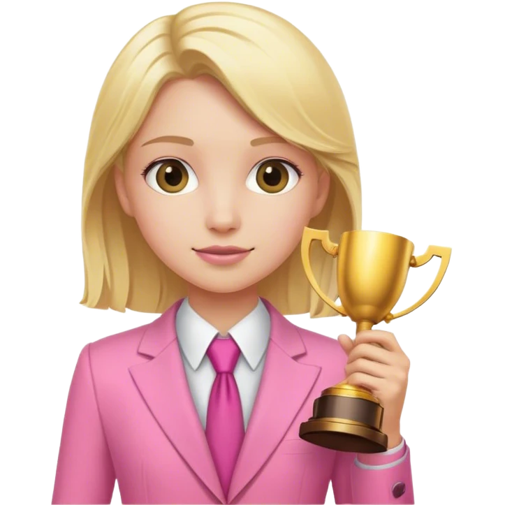 Blond girl pink suit trophy emoji