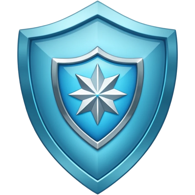 Cyan blue shield with diamond icon emoji