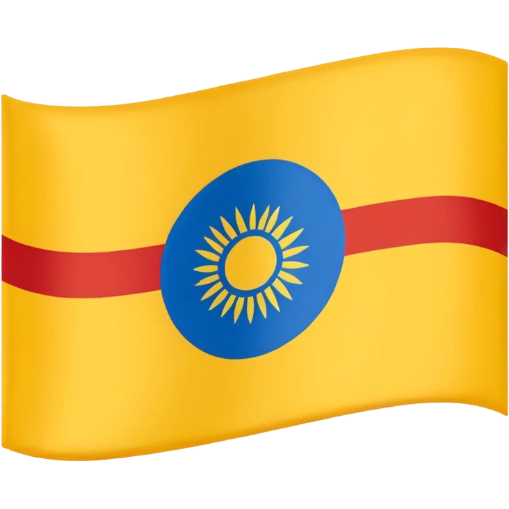 flag of the Republic of Buryatia, horizontal tricolor with blue, white, and yellow stripes, and a yellow soyombo symbol in the upper left emoji
