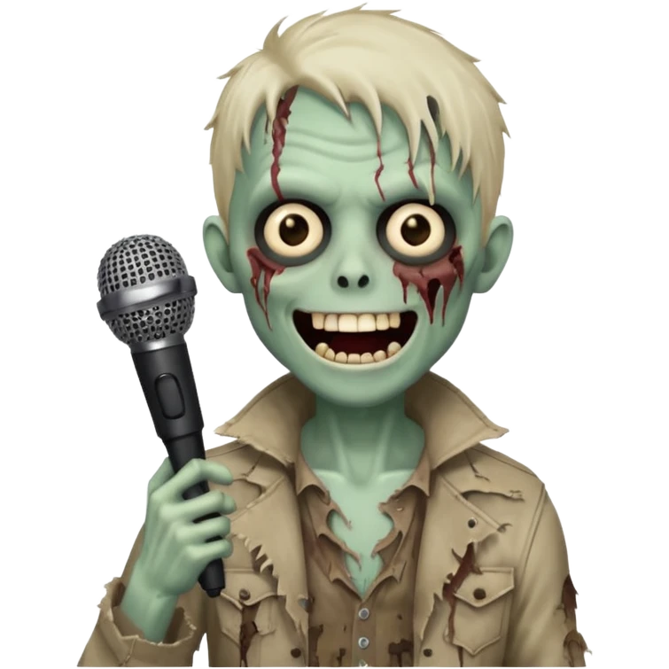 Singing Zombie with a smile on his face and a mic on his hand  emoji